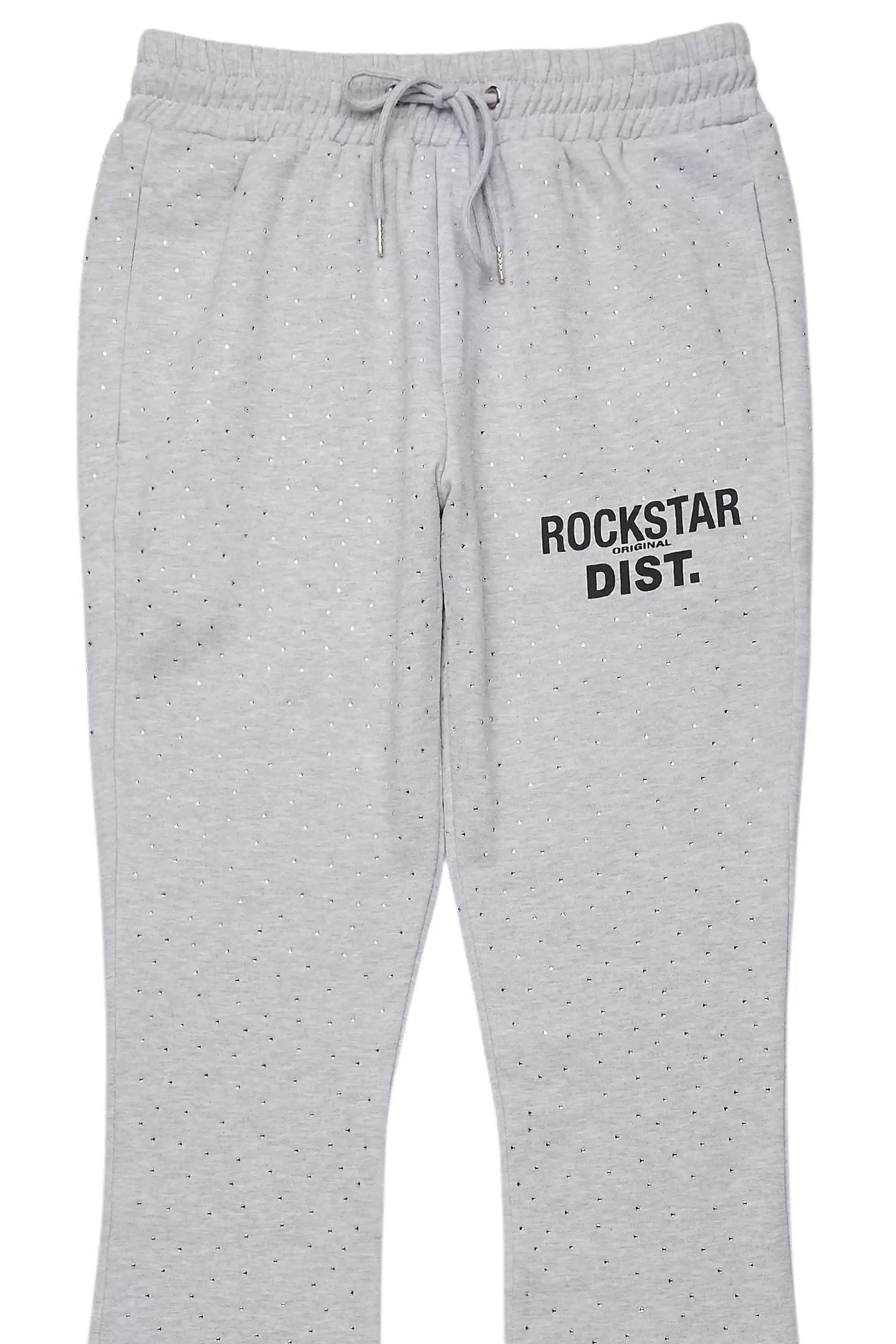 Alpine Rhinestone Heather Grey Stacked Flare Pant