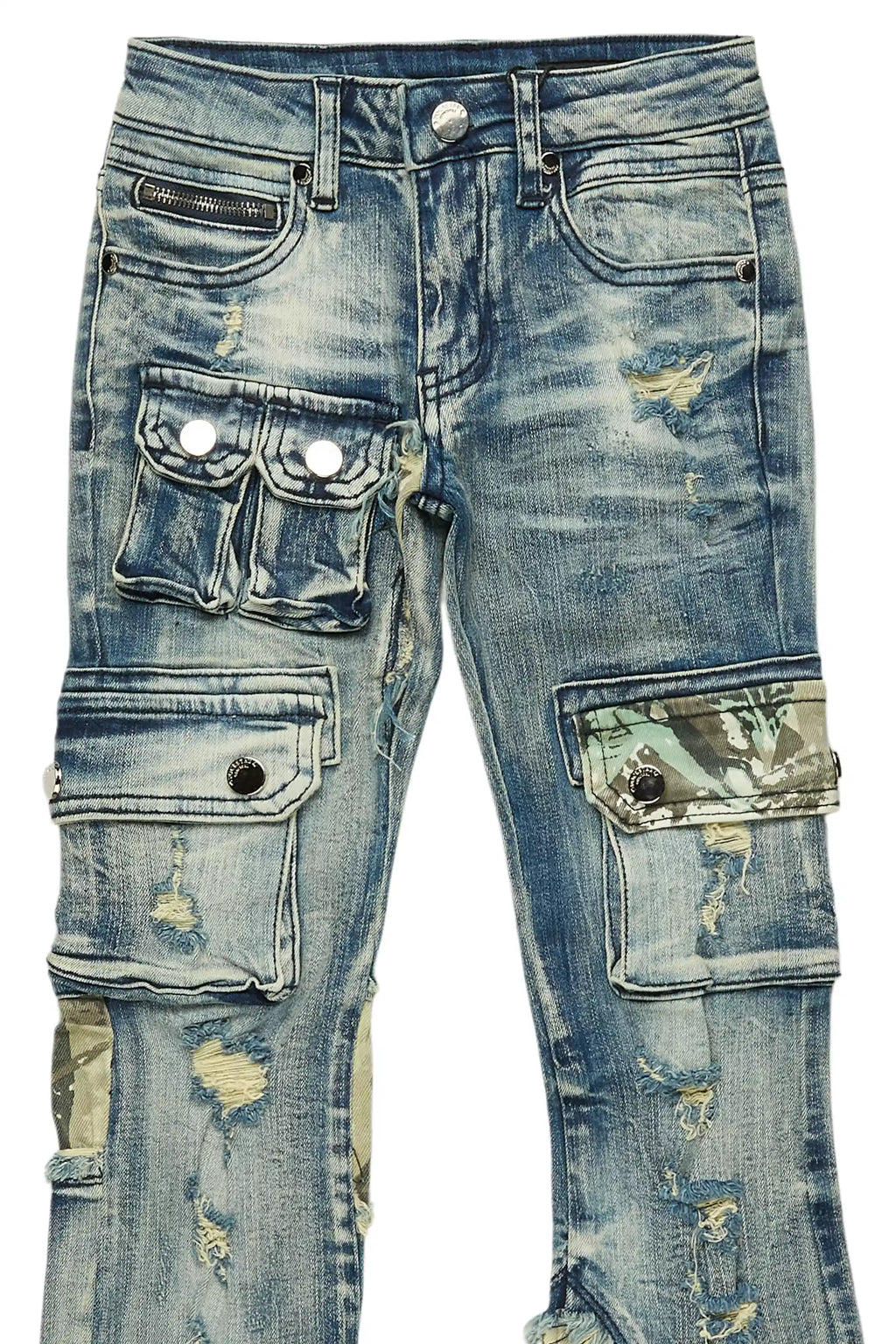 Boys Zeta Blue Stacked Flare Jean