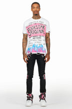 Kodak Black/Pink Painter Stacked Flare Jean
