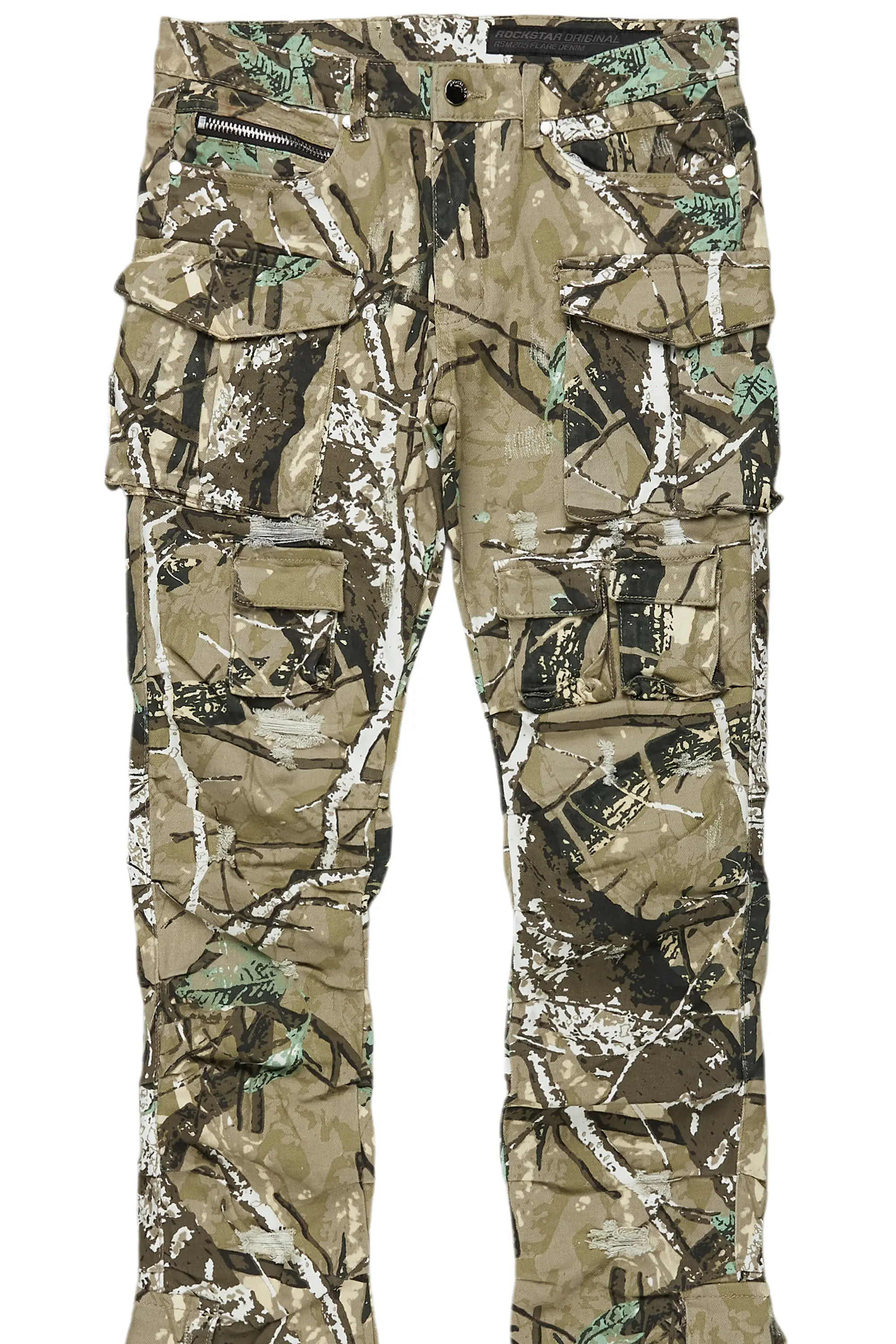 Gentry Tree Camo Stacked Flare Jean