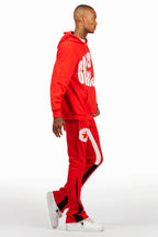 States Red Hoodie Stacked Flare Track Set