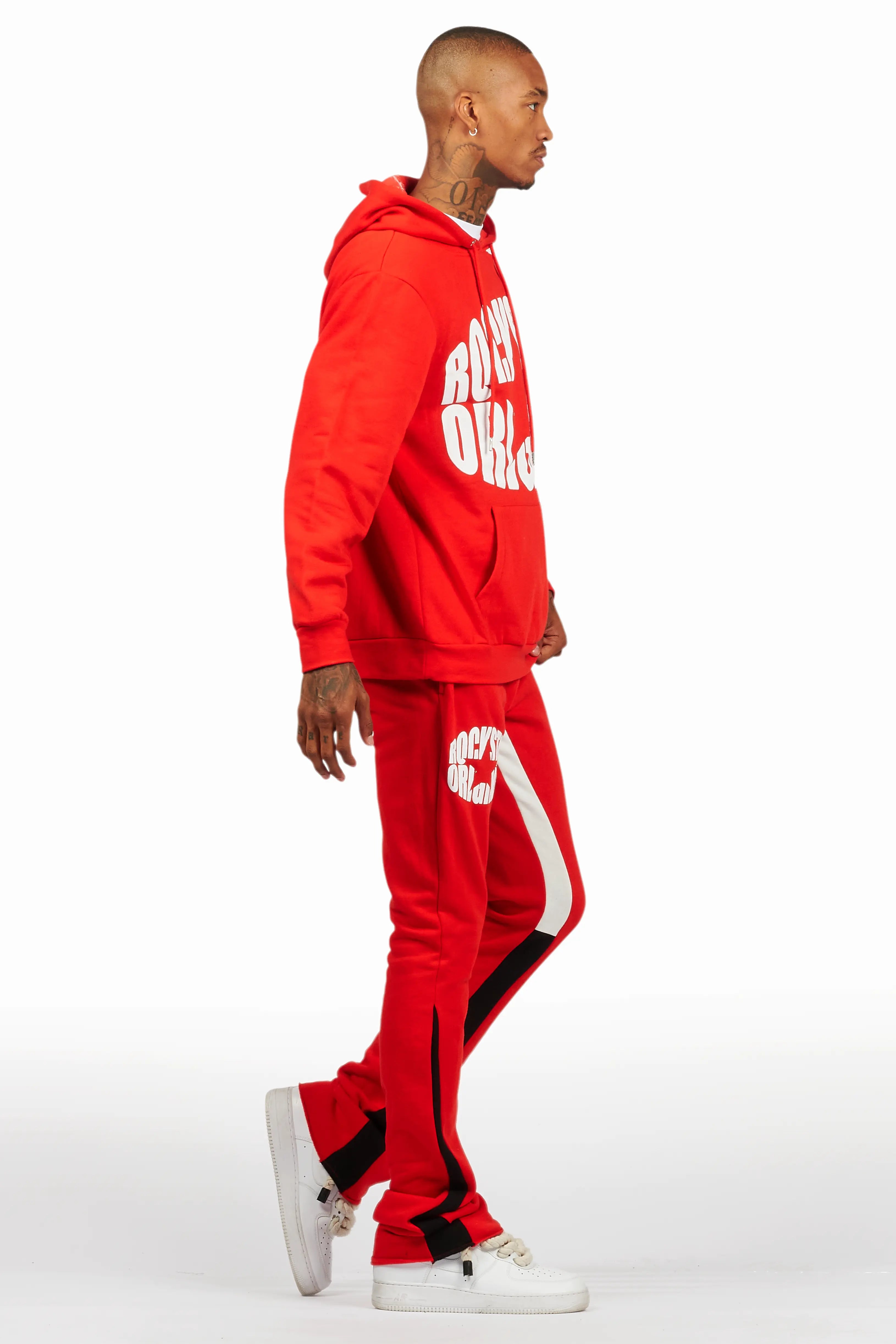 States Red Hoodie Stacked Flare Track Set