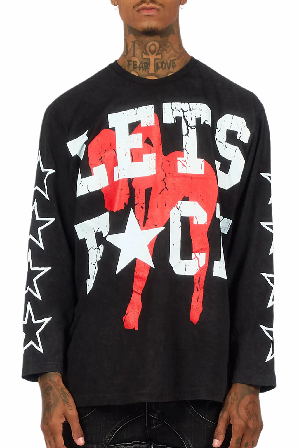 Pacino Vintage Black/Red Long Sleeve Graphic T-Shirt