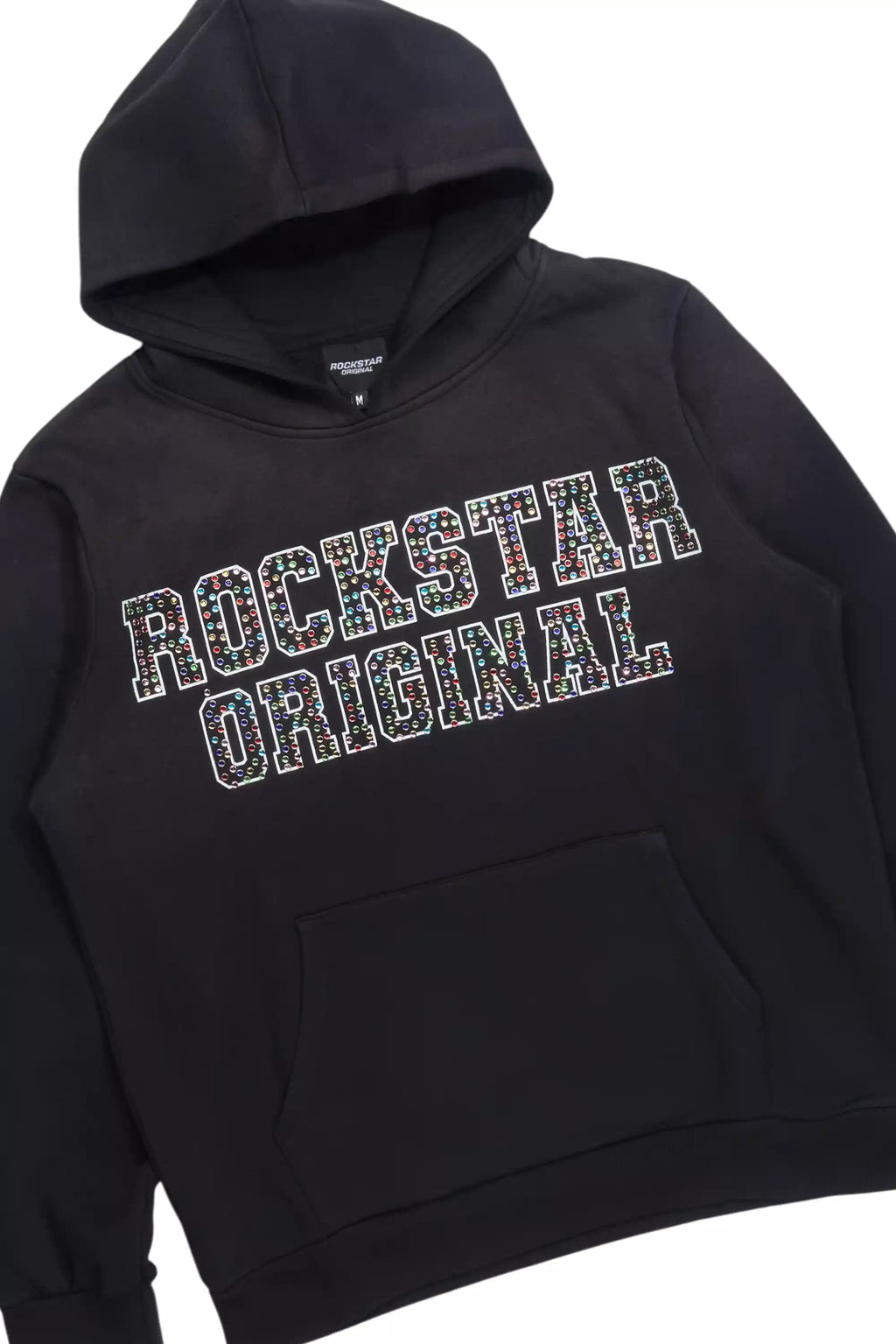 Ustin Black Rhinestone Hoodie Relaxed Track Set