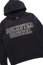 Ustin Black Rhinestone Hoodie Relaxed Track Set