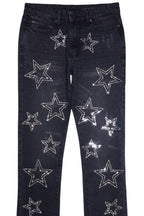 Kama Dark Grey Rhinestone Stacked Flare Jean