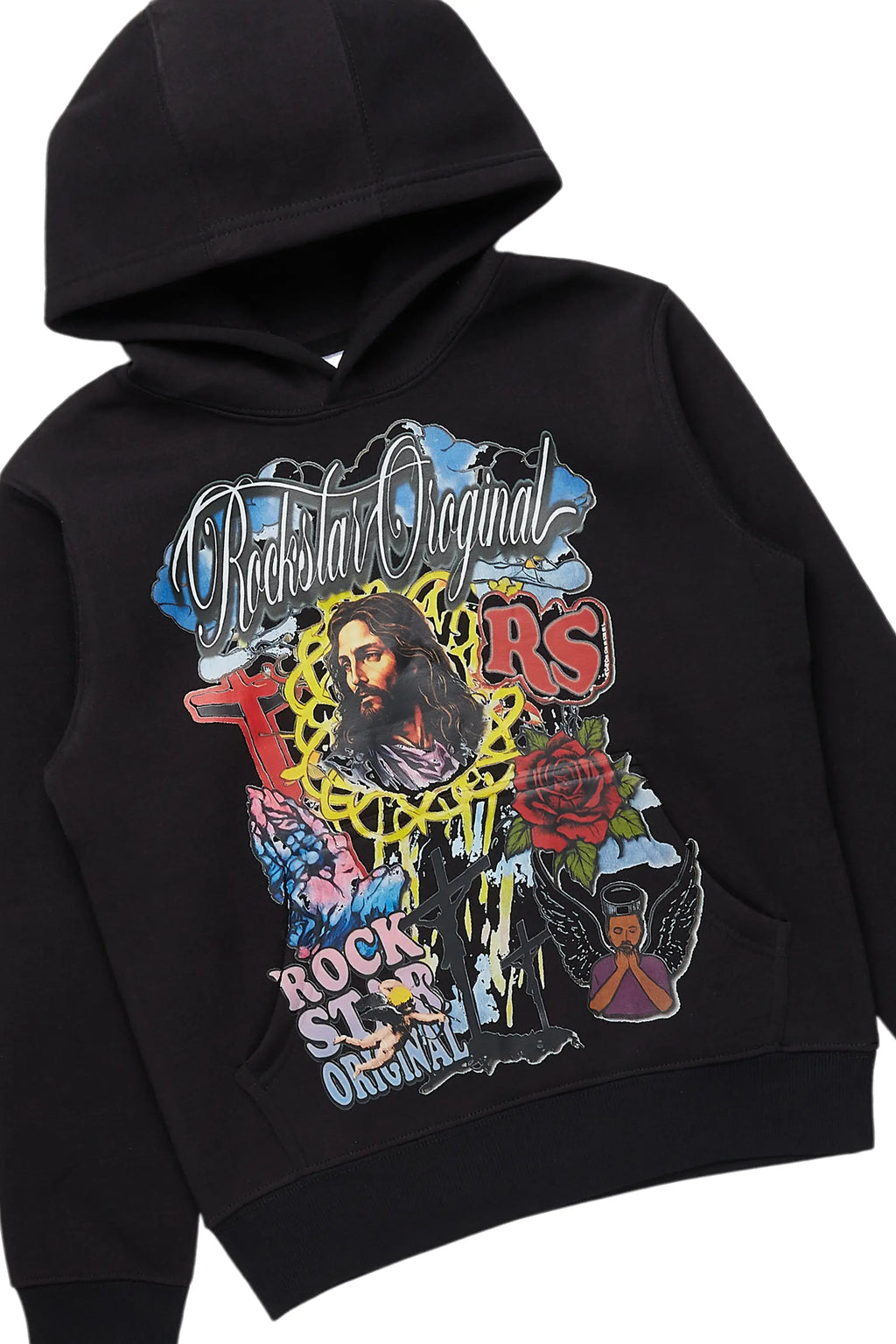 Boys Tadashi Black Hoodie/Stacked Flare Jean Set