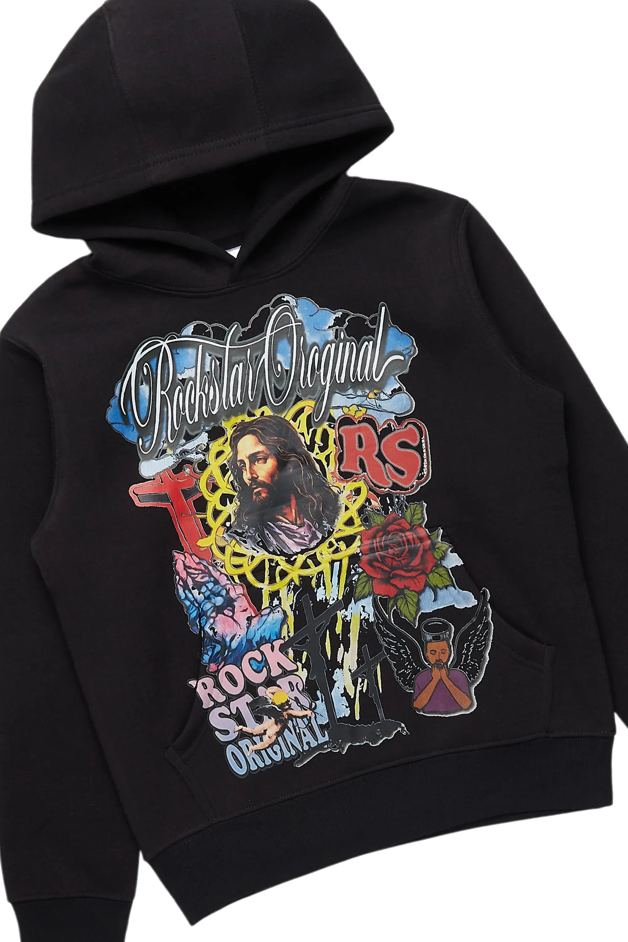 Boys Tadashi Black Hoodie/Stacked Flare Jean Set