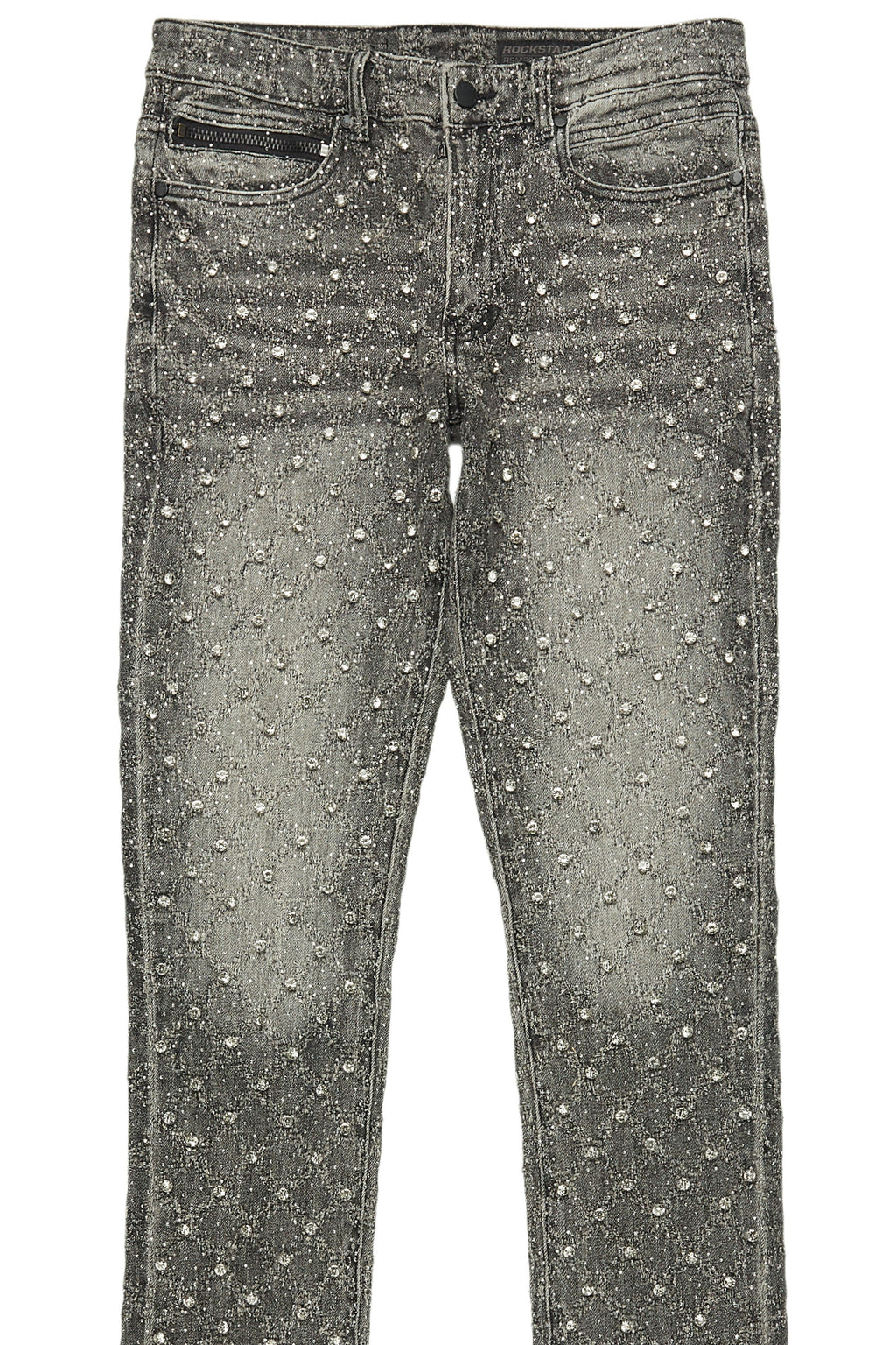 Glit Grey Rhinestone Stacked Flare Jean