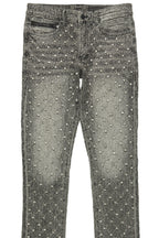 Glit Grey Rhinestone Stacked Flare Jean