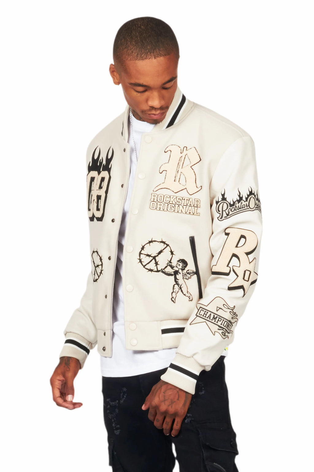 Rune Beige Varsity Jacket