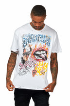 Yooz White Graphic Oversized T-Shirt