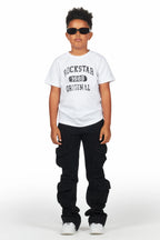 Boys Gregor Black Stacked Flare Cargo Jean