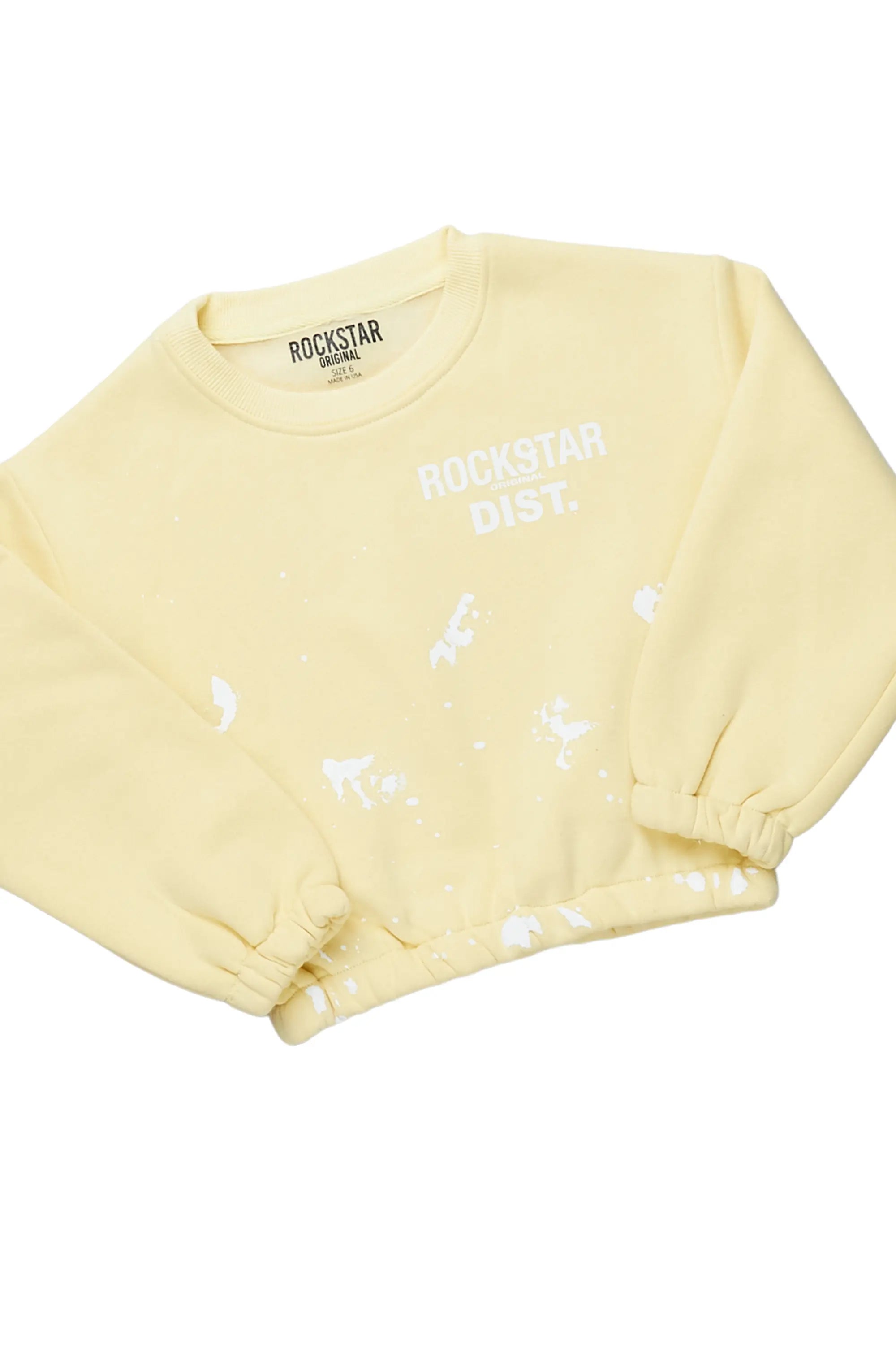 Girls Hadley Yellow Crop Top Pant Set