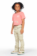 Girls Aynna Cream Stacked Flare Jean