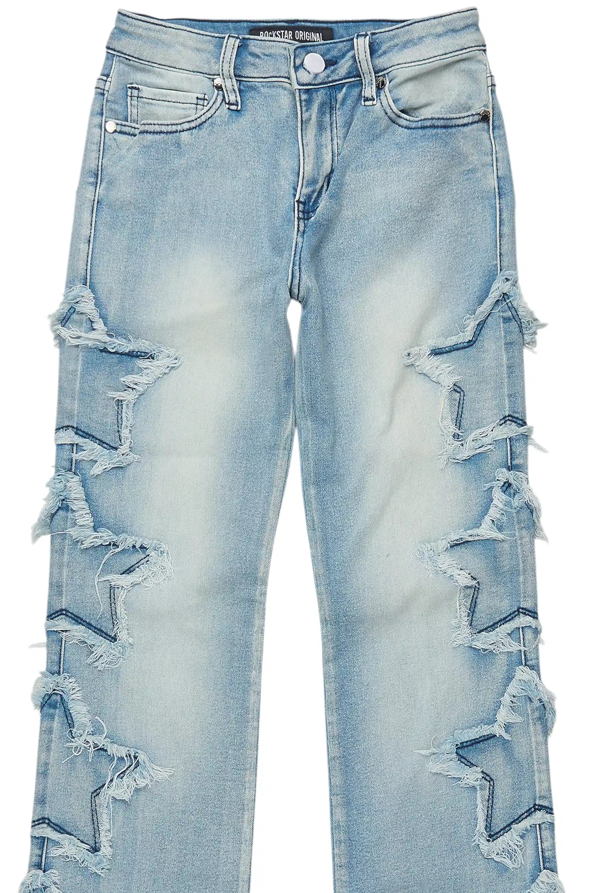 Girls Sinayah Light Wash Stacked Flare Jean
