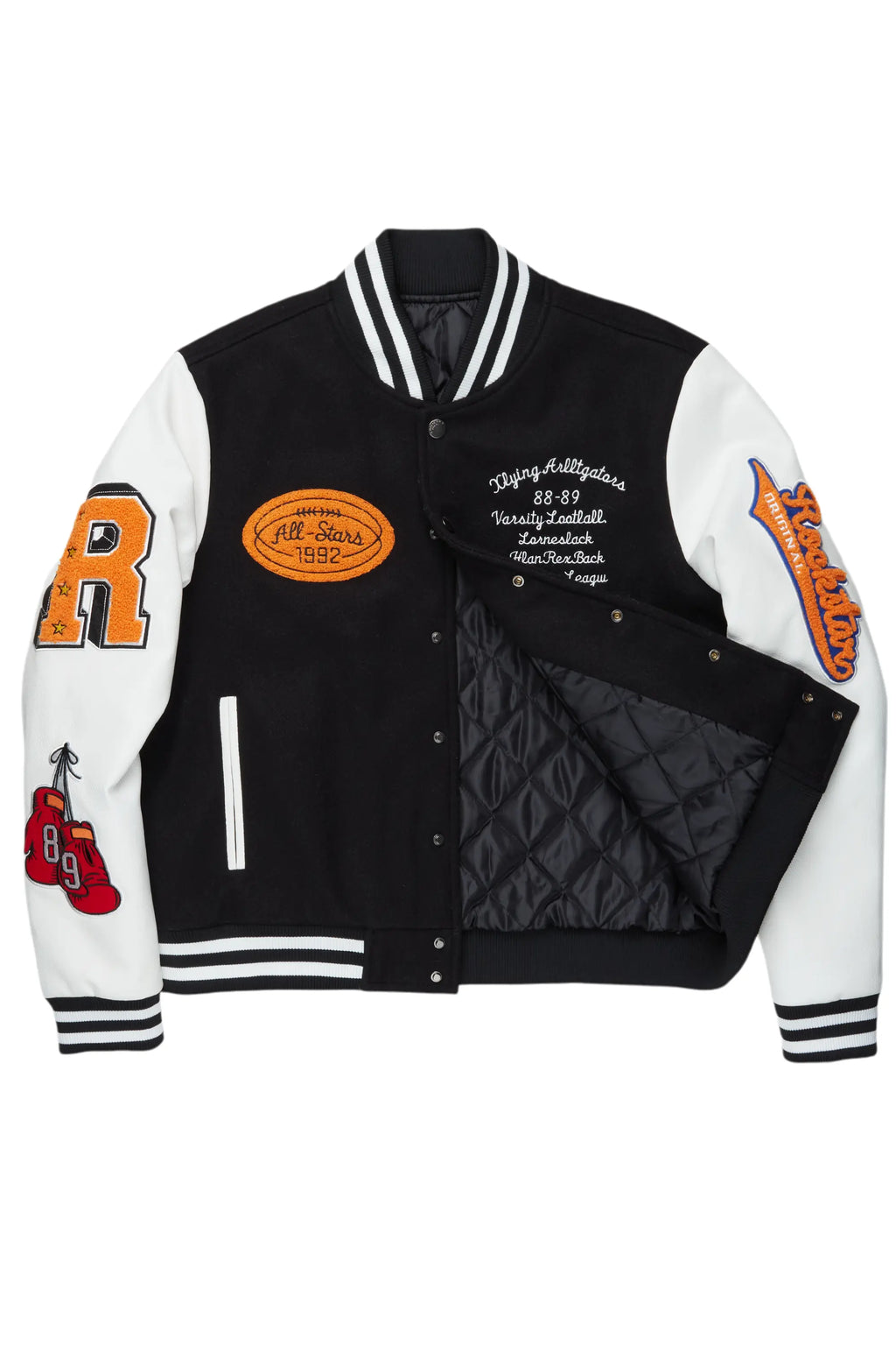 Ahjalee Black Oversized Varsity Jacket