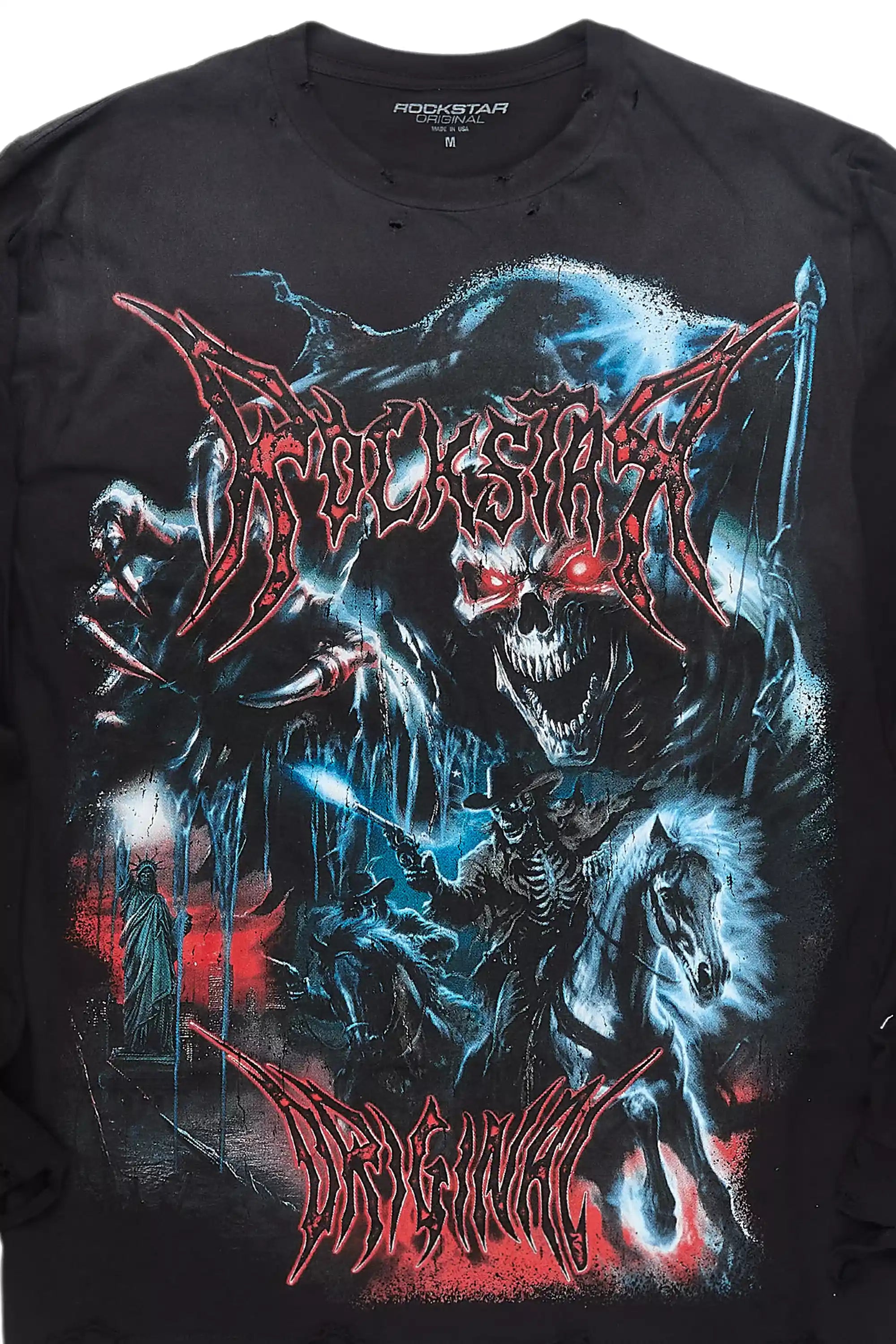 Rix Black/Red Long Sleeve Graphic T-Shirt