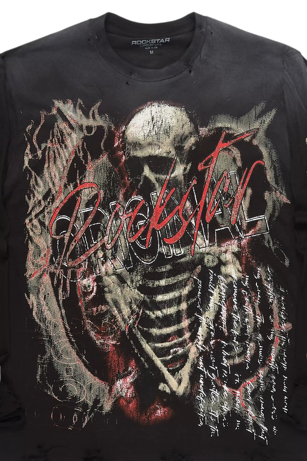 Scipt Black/Red Long Sleeve Graphic T-Shirt