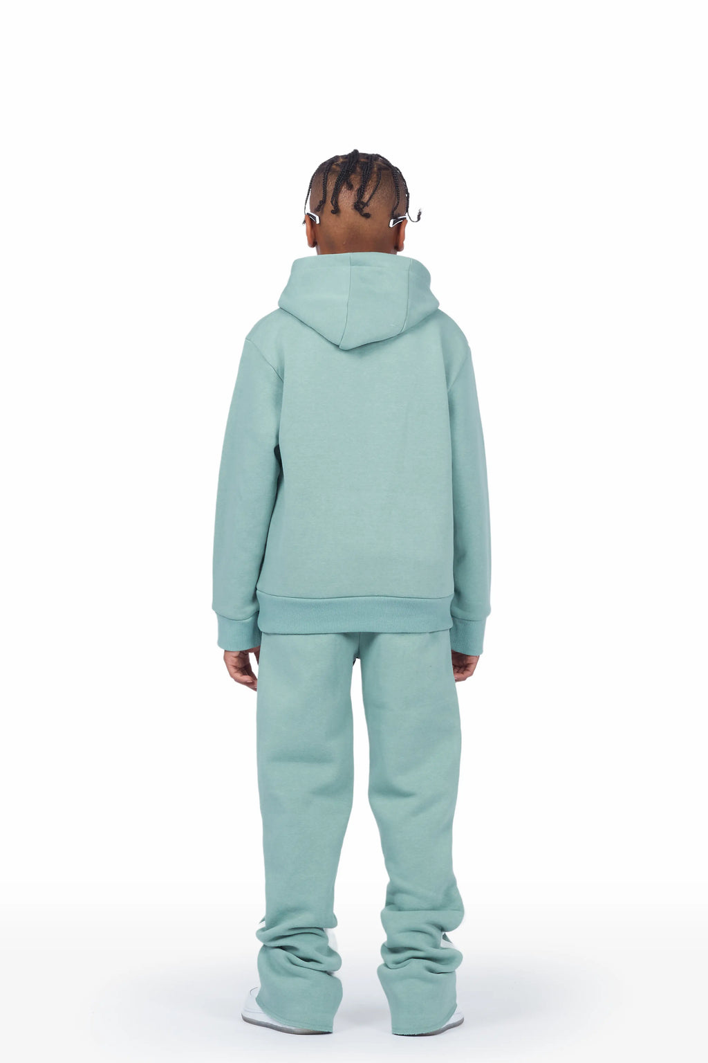 Boys Art Dist. Sage/White Hoodie Stacked Flare Track Set