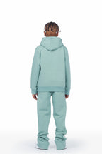Boys Art Dist. Sage/White Hoodie Stacked Flare Track Set