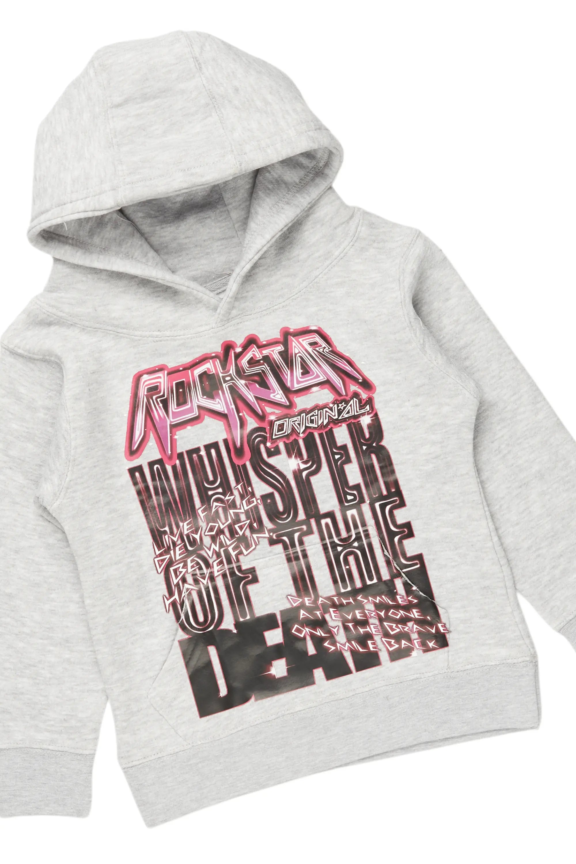 Girls Lachlane Grey/Dark Grey Hoodie/Stacked Flare Jean Set