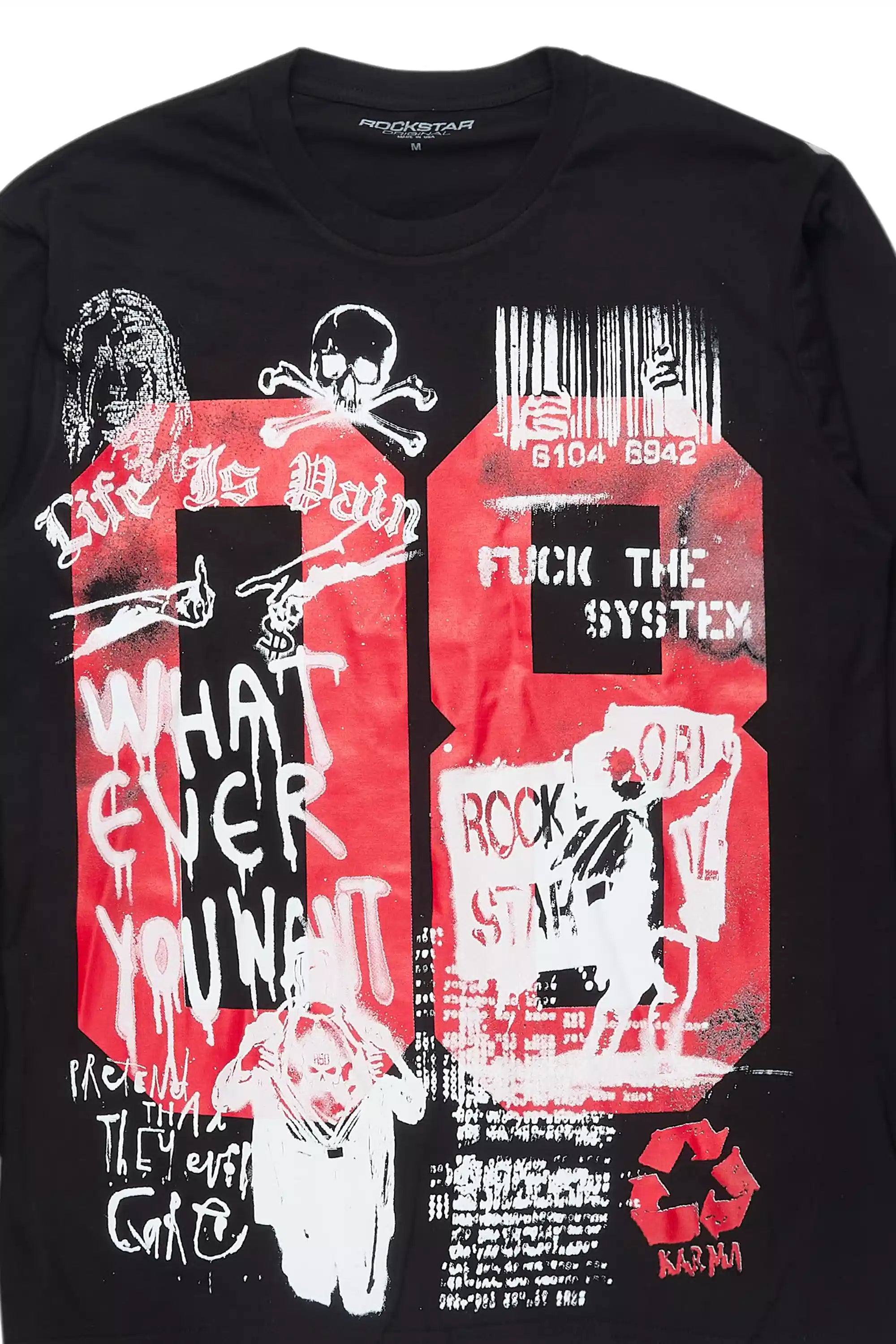 Kammile Black/White Long Sleeve Graphic T-Shirt