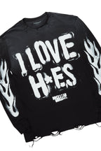 Banyan Black/White Long Sleeve T-Shirt/Stacked Baggy Track Pant Set