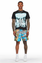 Ceri Turquoise Graphic Short