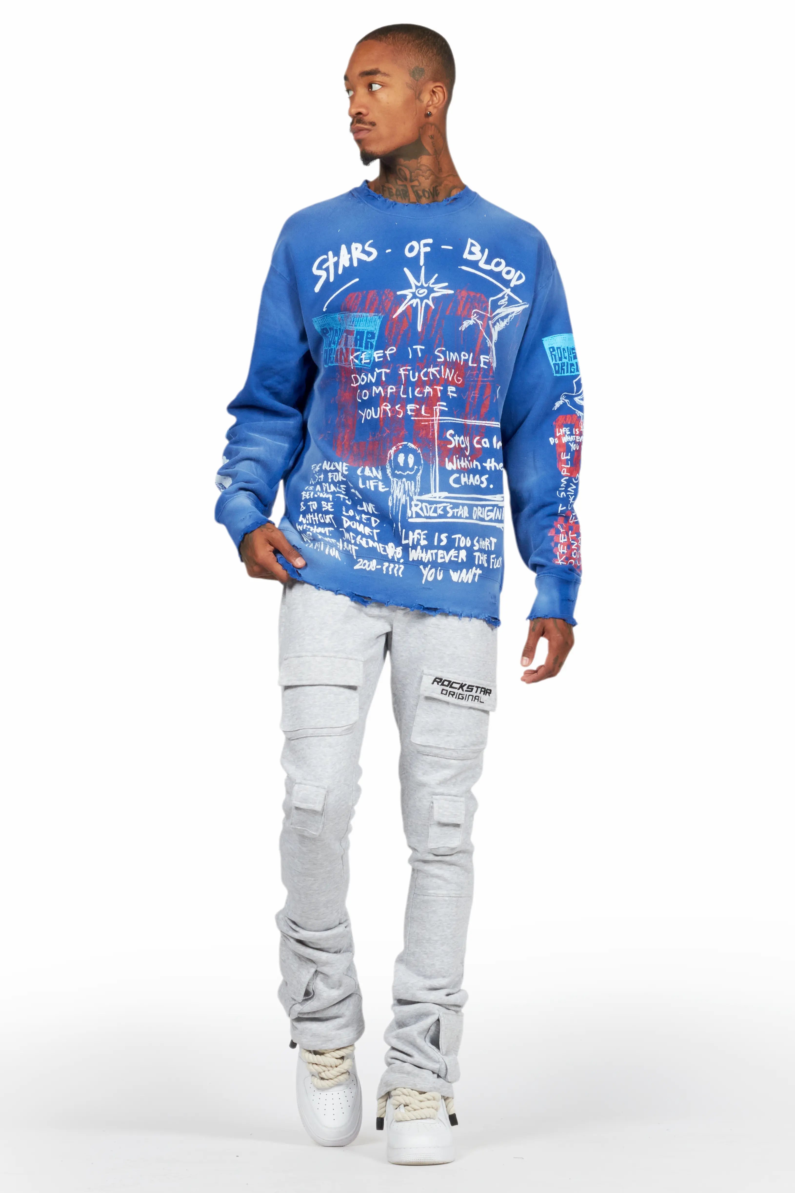 Gabin Royal Blue Graphic Crewneck