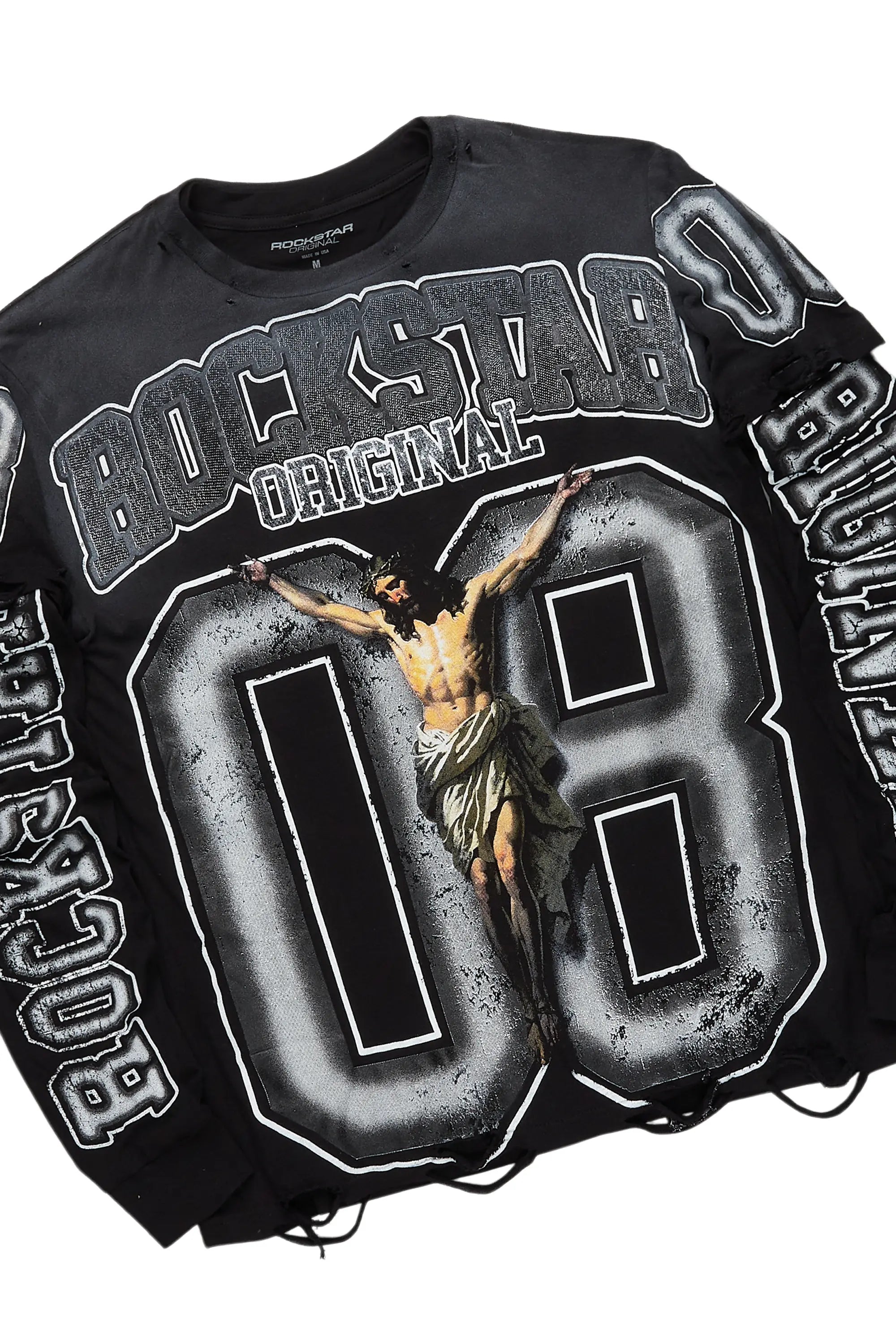 Fields Black/Grey Double Layer T-Shirt/Stacked Baggy Track Set