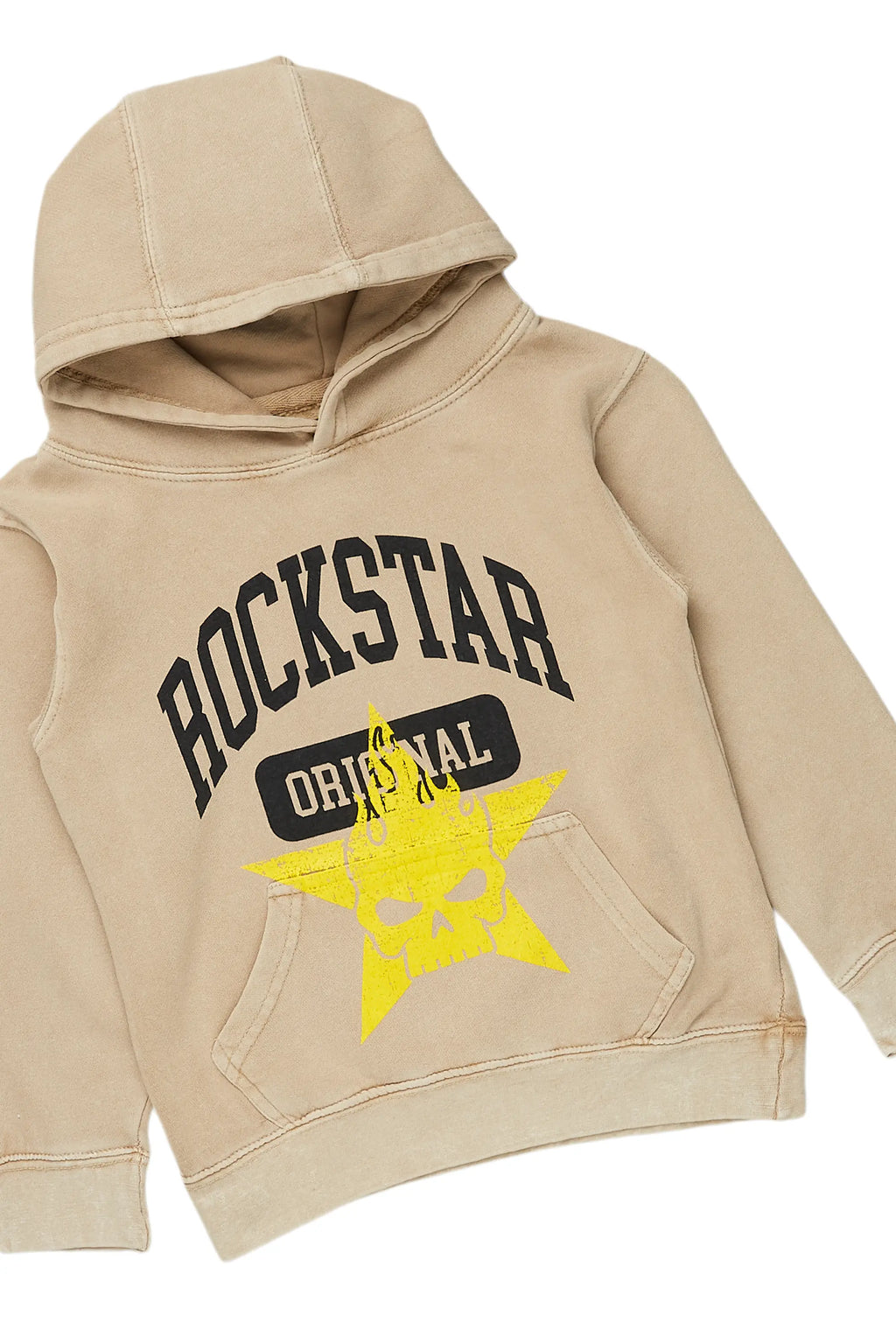 Boys Semaj Vintage Beige Hoodie/Stacked Flare Jean Set