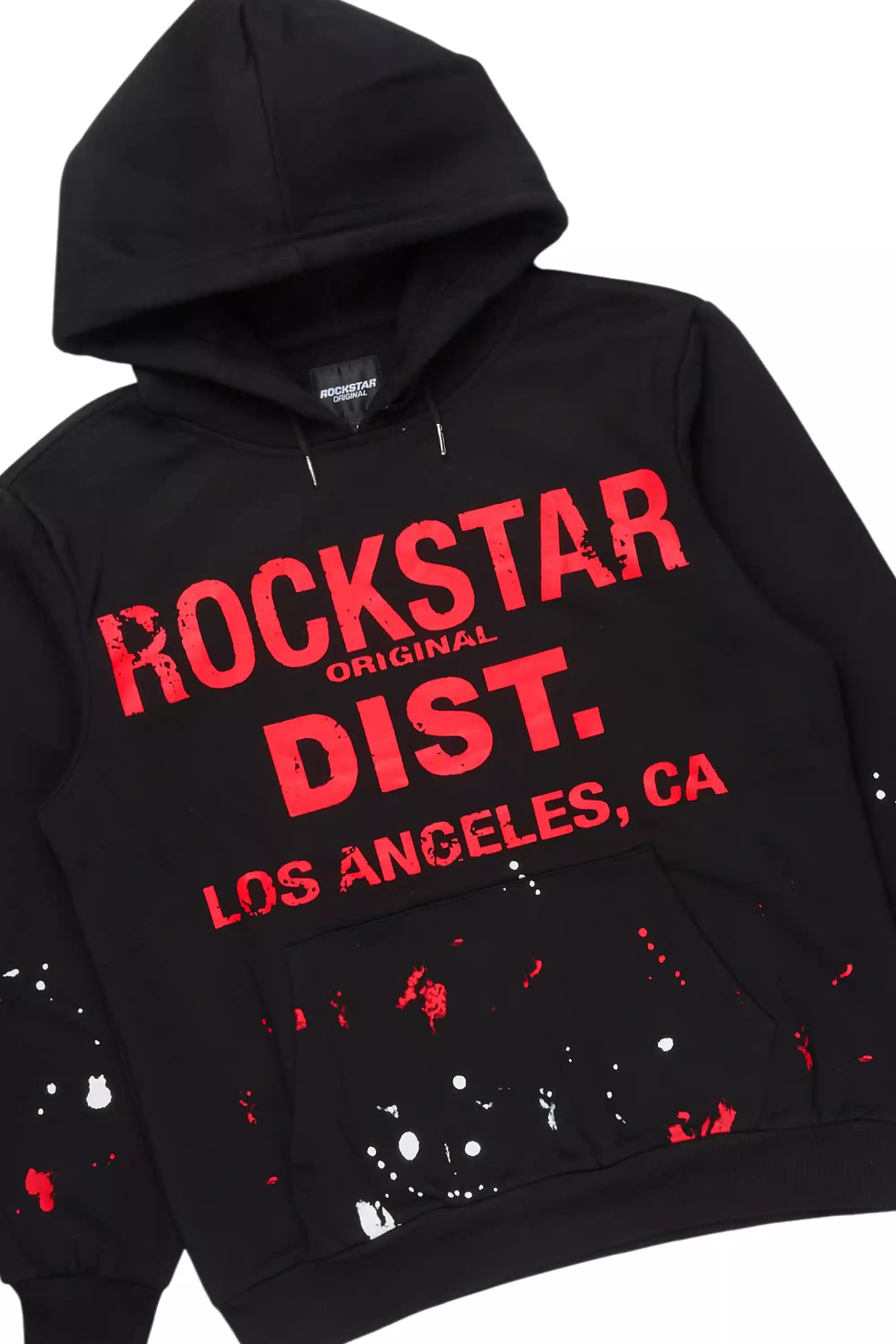 Scottie Black/Red Paint Splatter Hoodie/Stacked Flare Pant Set