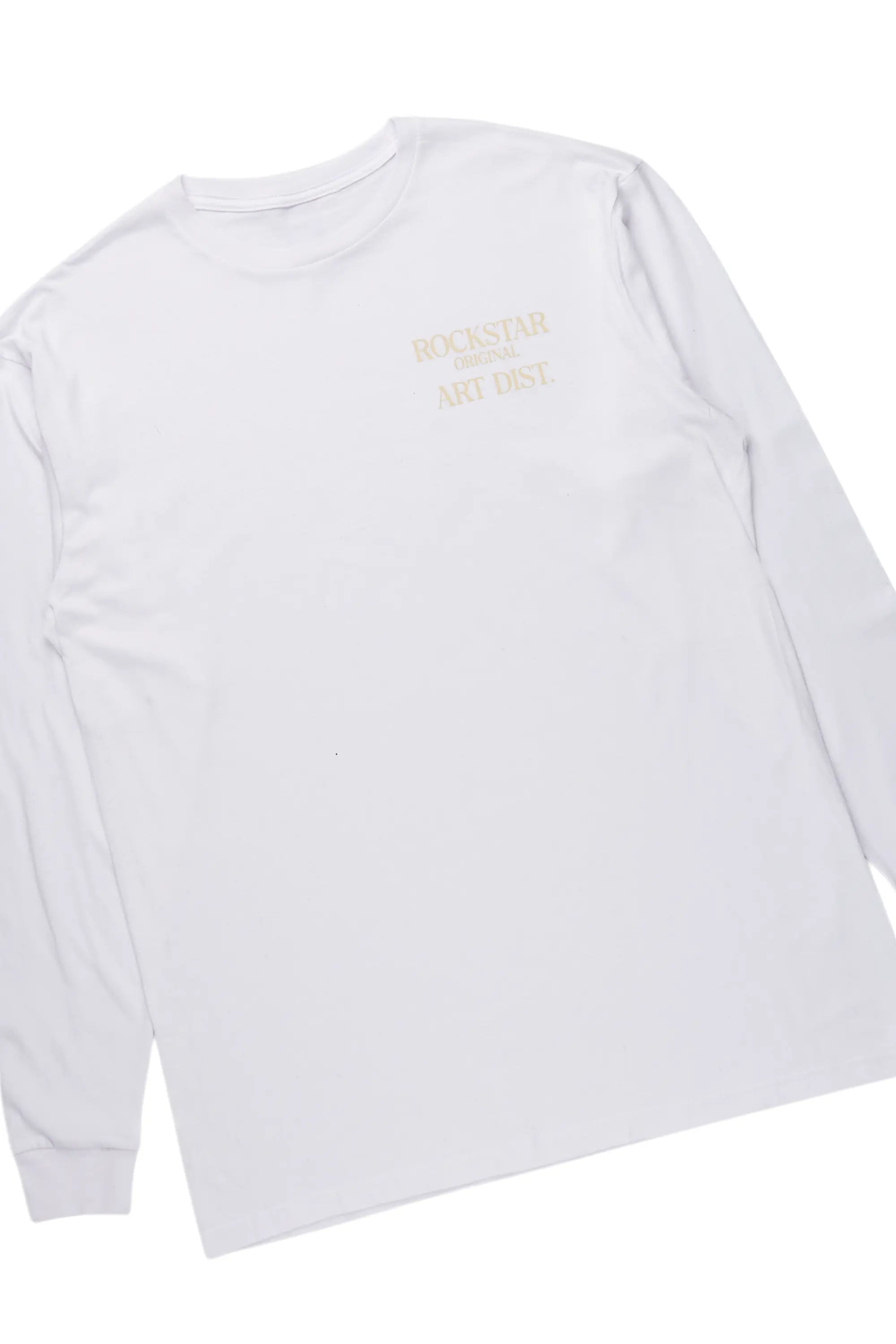 Briggs White/Beige Long Sleeve T-Shirt/Baggy Pant Set