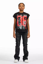 Boys Stellan Black Stacked Flare Jean