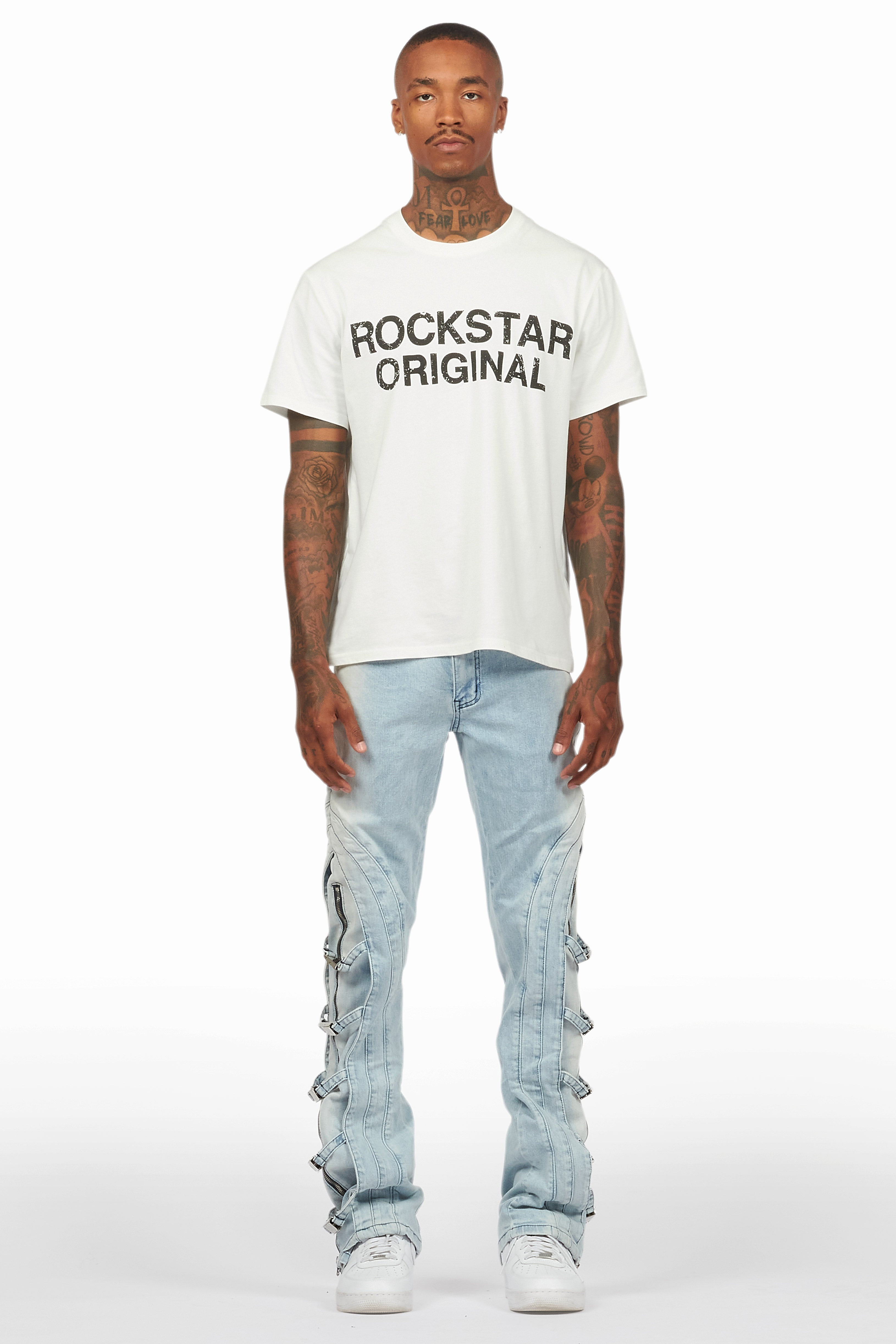 Attila Light Blue Stacked Flare Jean