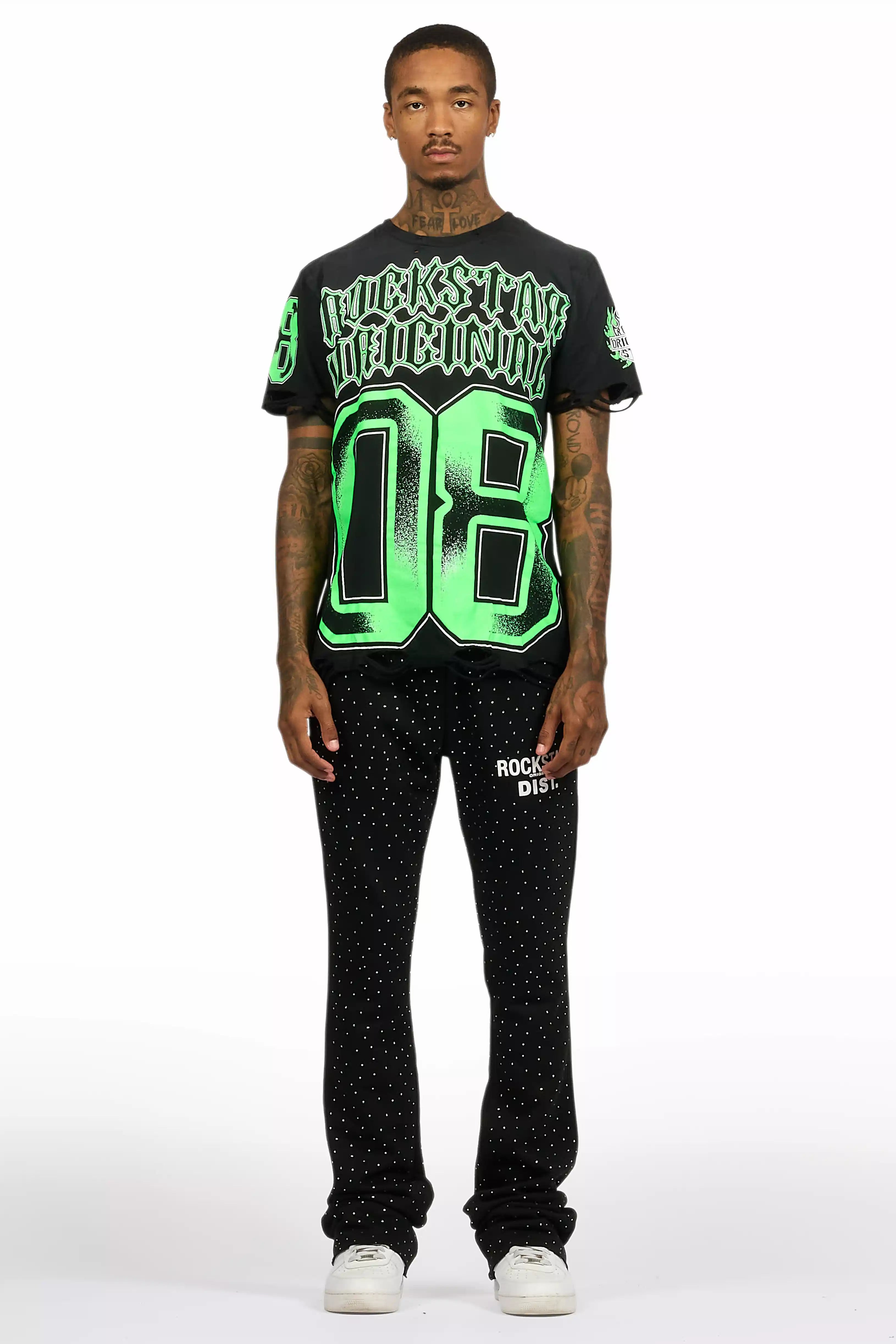 Alim Black/Green Oversized Graphic T-Shirt