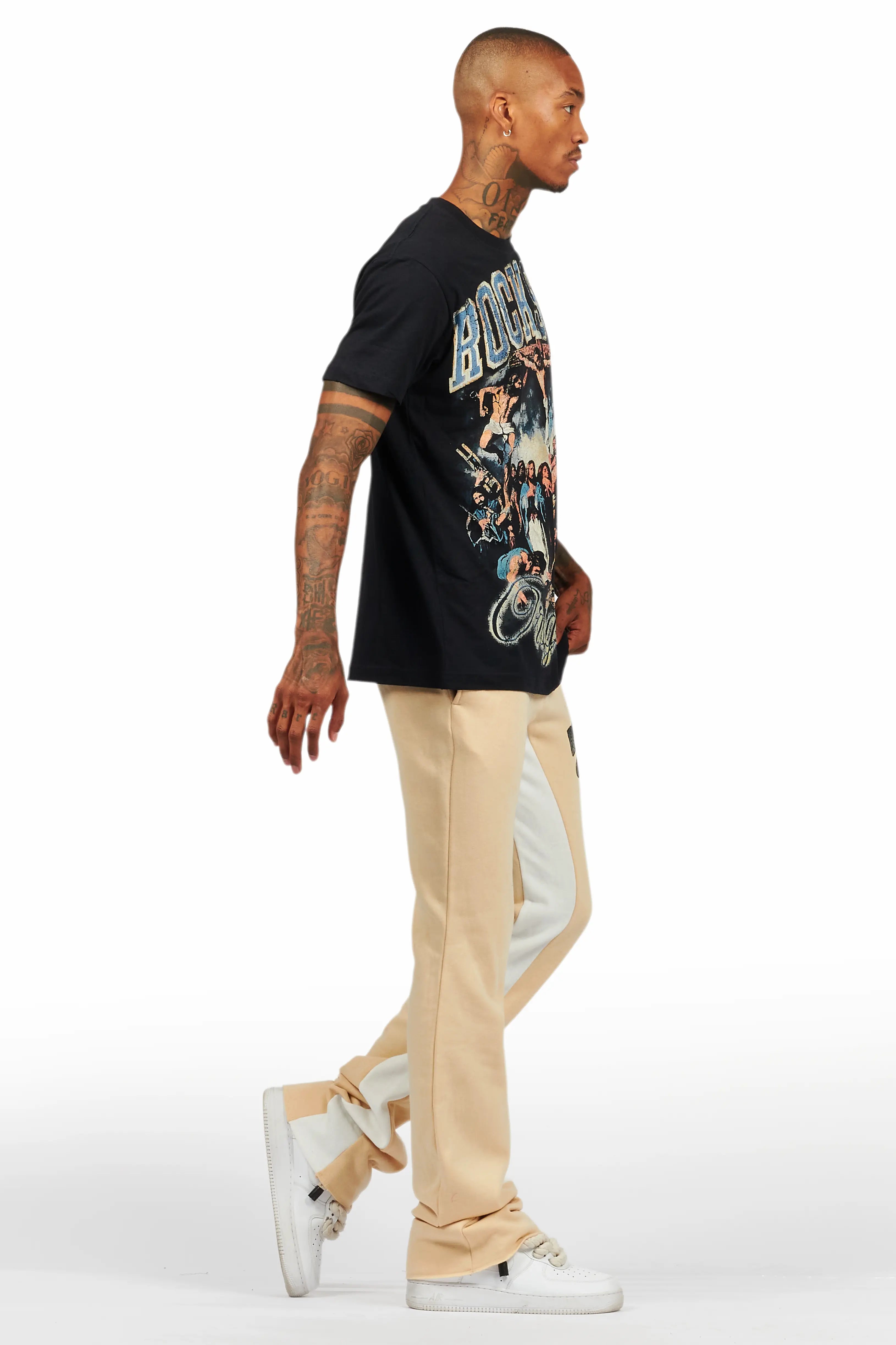 Waller Black/Beige T-Shirt/Baggy Pant Set