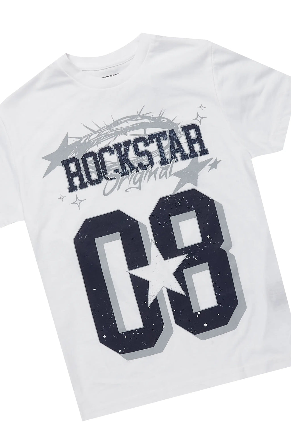 Boys Allstar White/Navy T-Shirt/Stacked Baggy Flare Pant Set