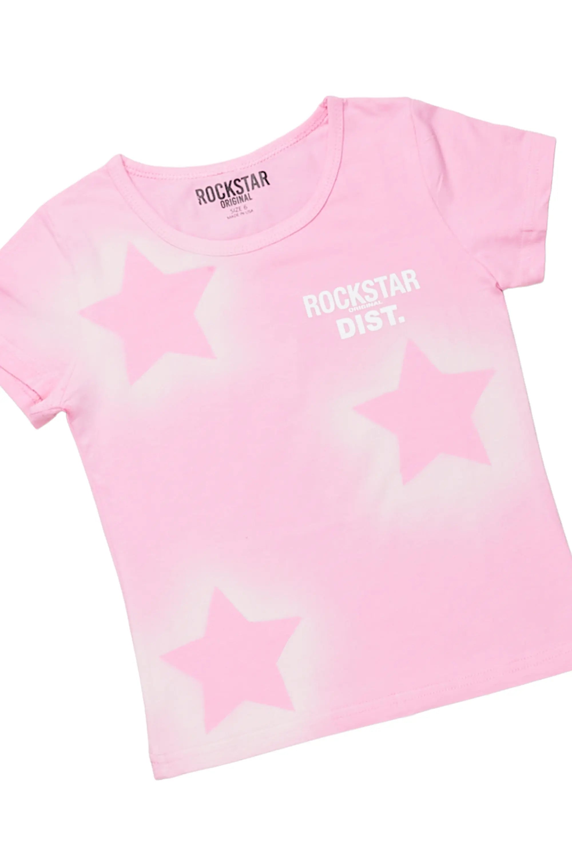 Girls Jadey Pink T-Shirt/Denim Short Set