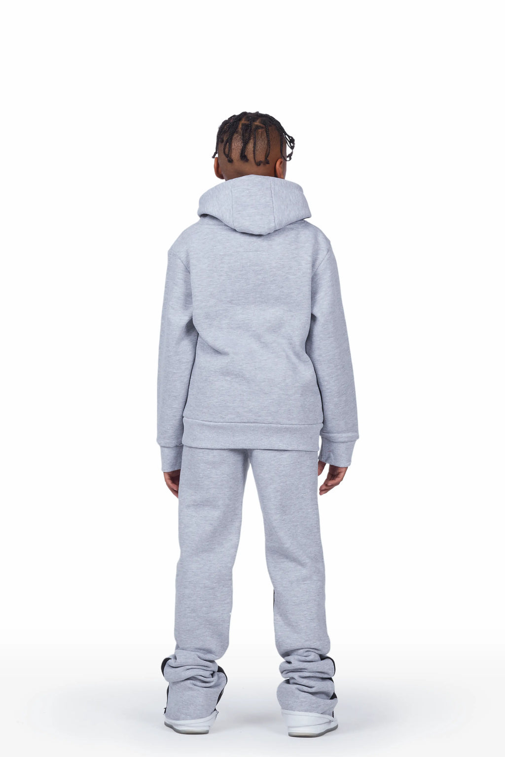 Boys Scottie Grey/Black Hoodie Super Stacked Flare Track Set