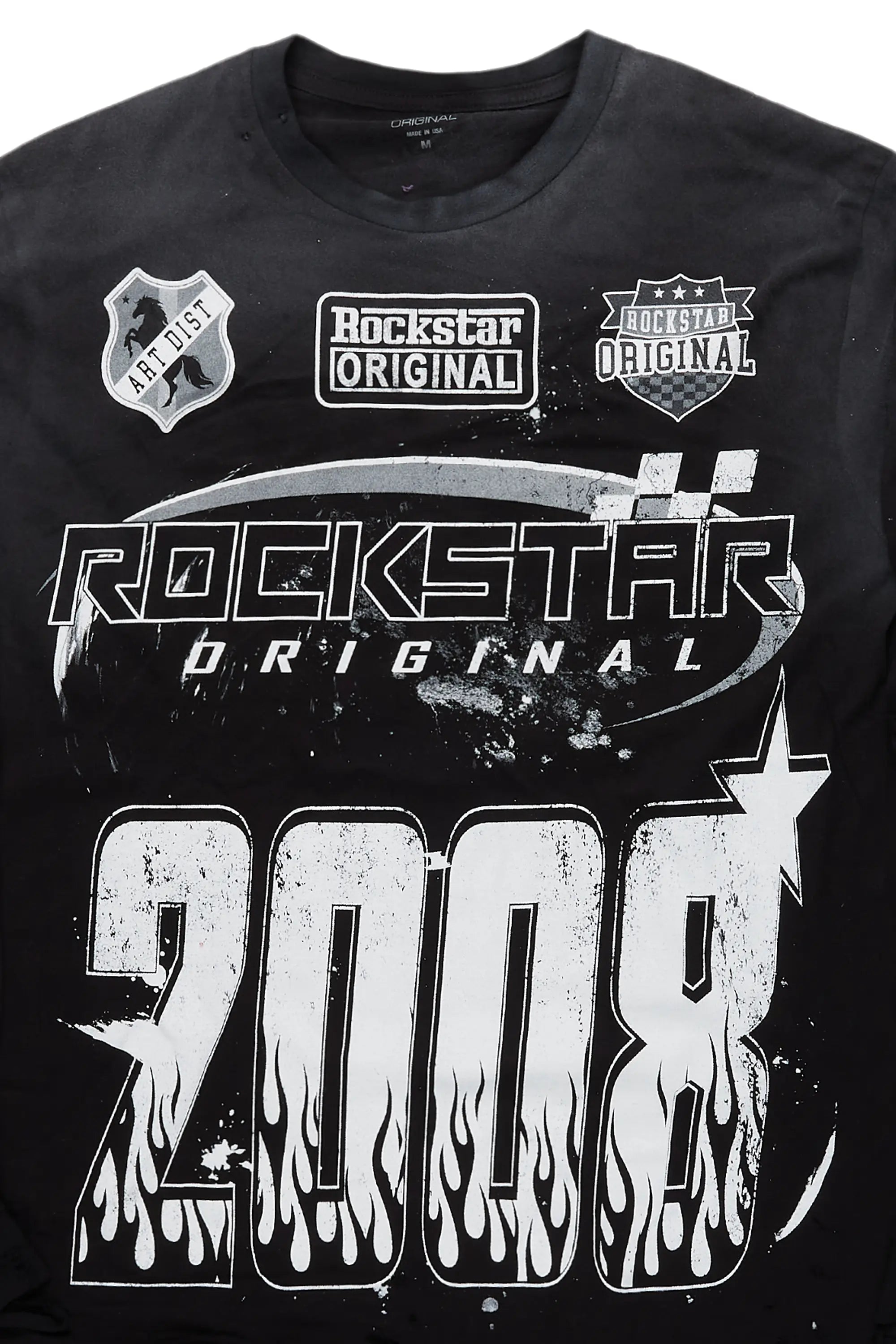 Amos Black/White Long Sleeve Graphic T-Shirt