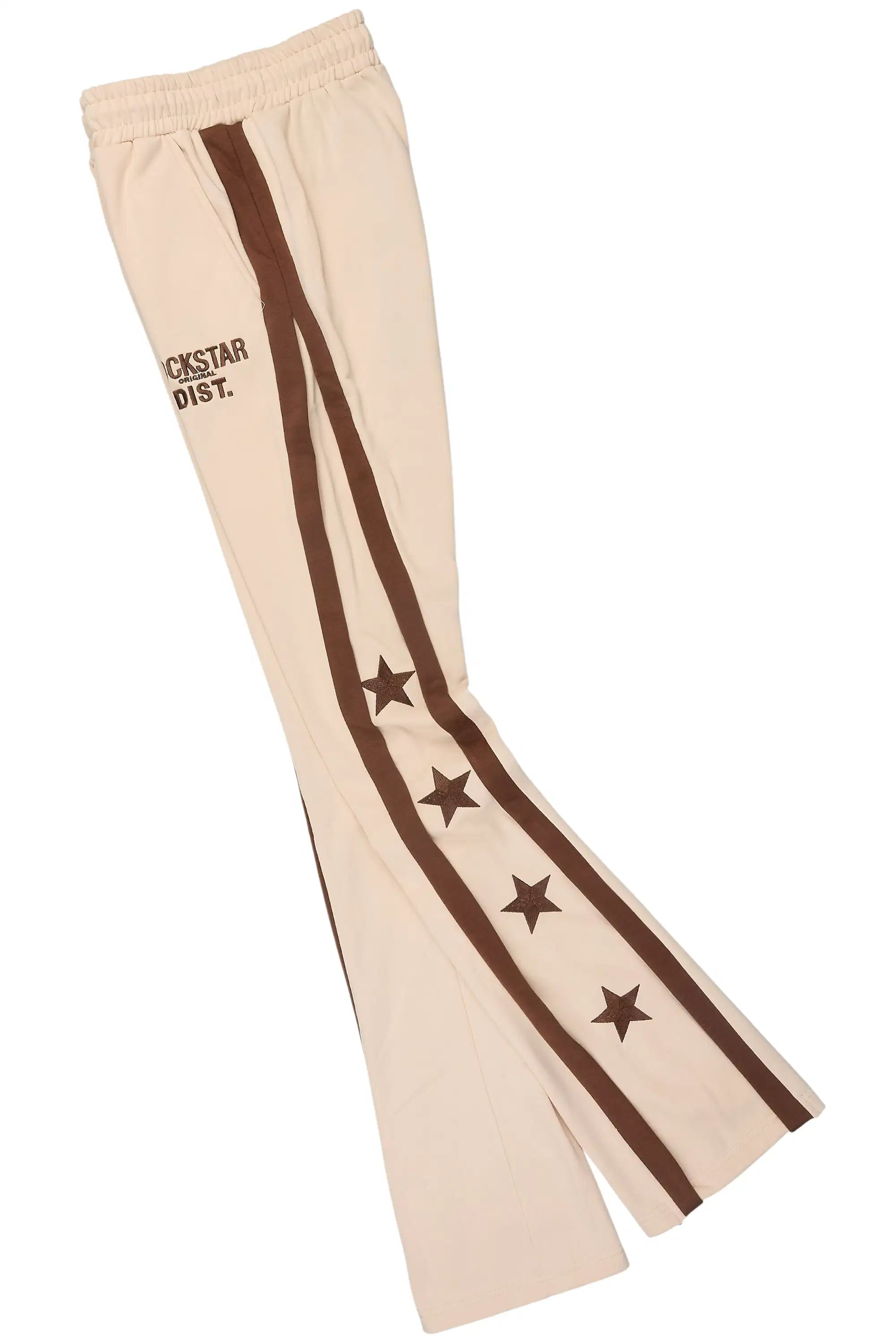 Arkady Beige Stacked Flare Pant