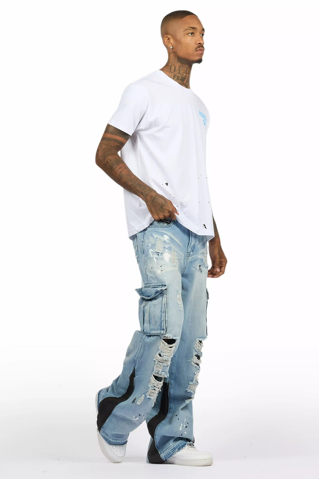 Lake White/Blue T-Shirt/Baggy Fit Jean Set