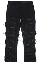 Shake Black Rhinestone Stacked Flare Jean