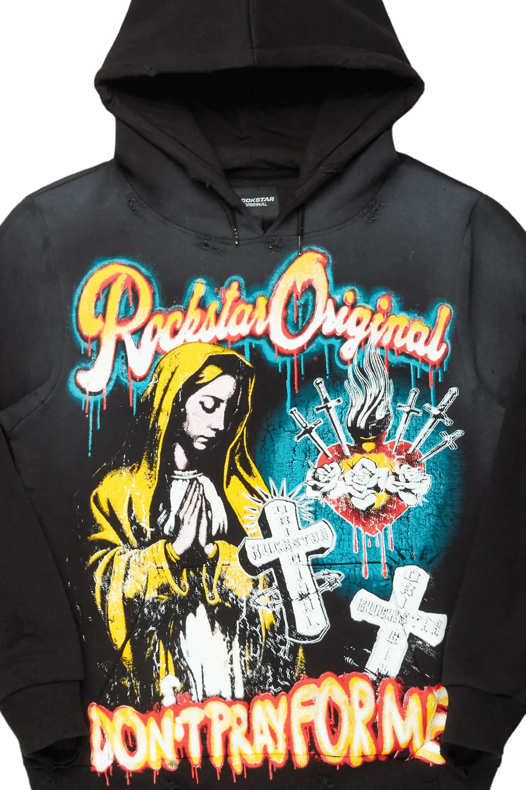 Loman Black Distressed Graphic Hoodie