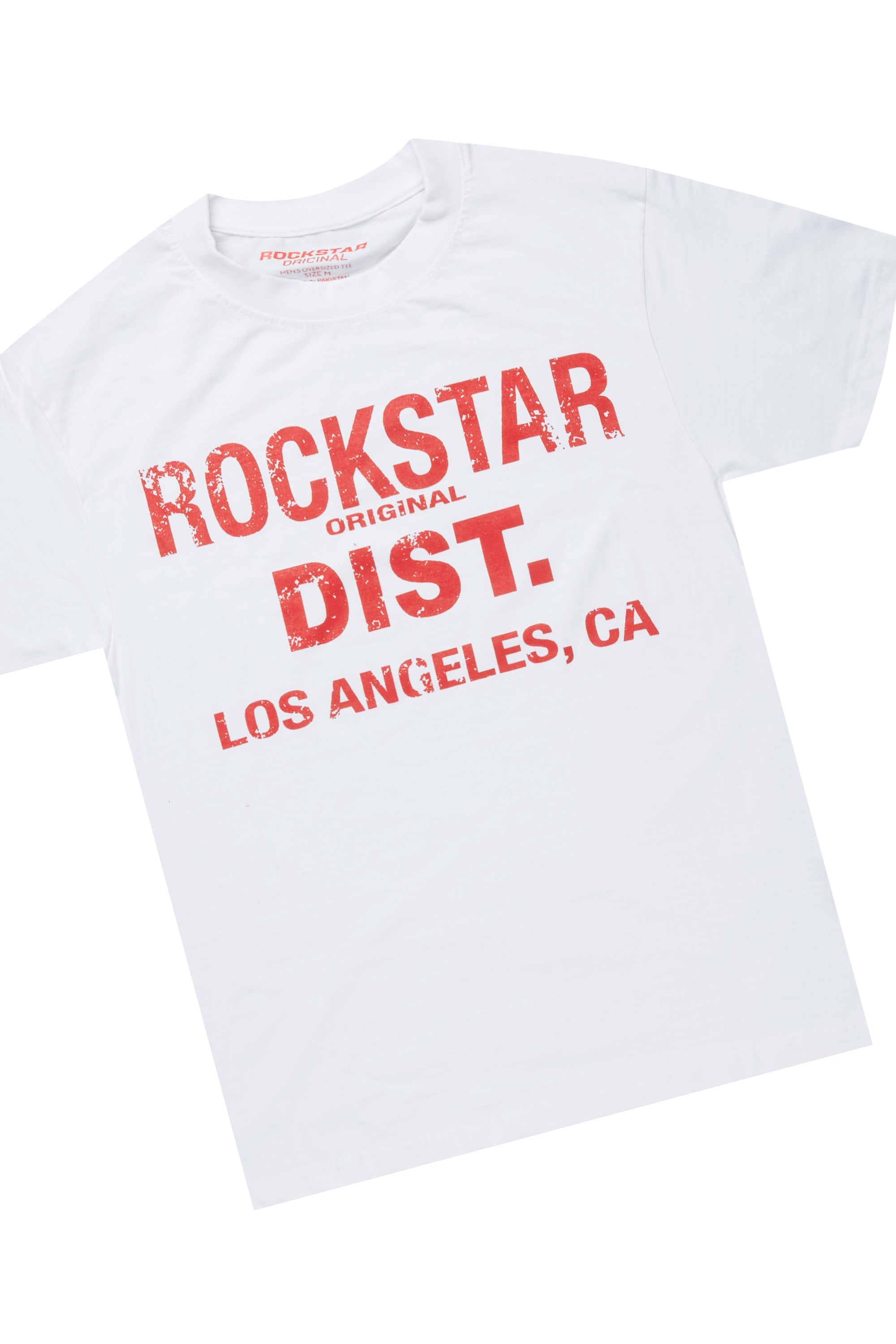 Lake White/Red Oversized T-Shirt/Stacked Track Pant Set