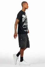 Tally Black T-Shirt/Denim Short Set