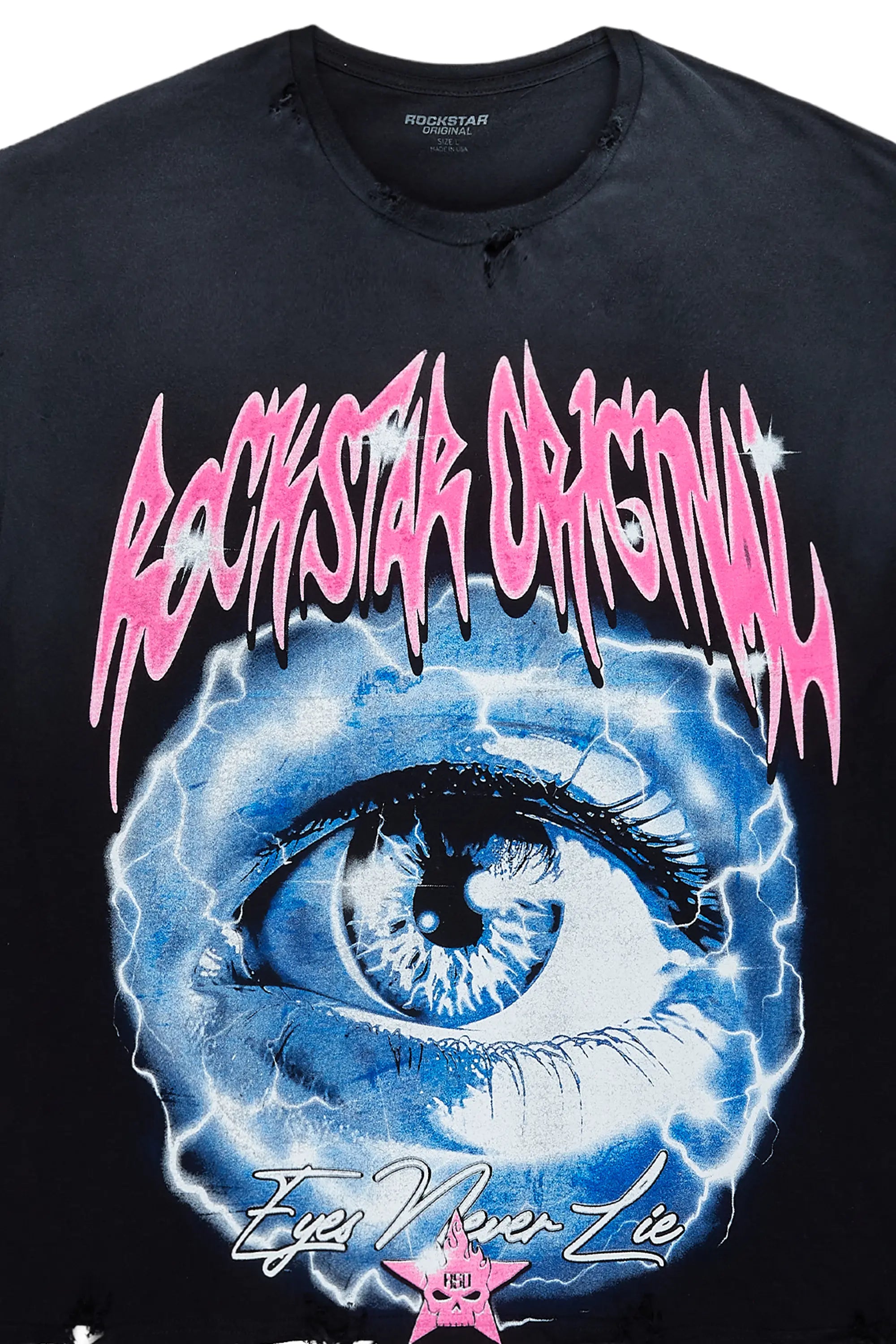 Pello Black Oversized Graphic T-Shirt