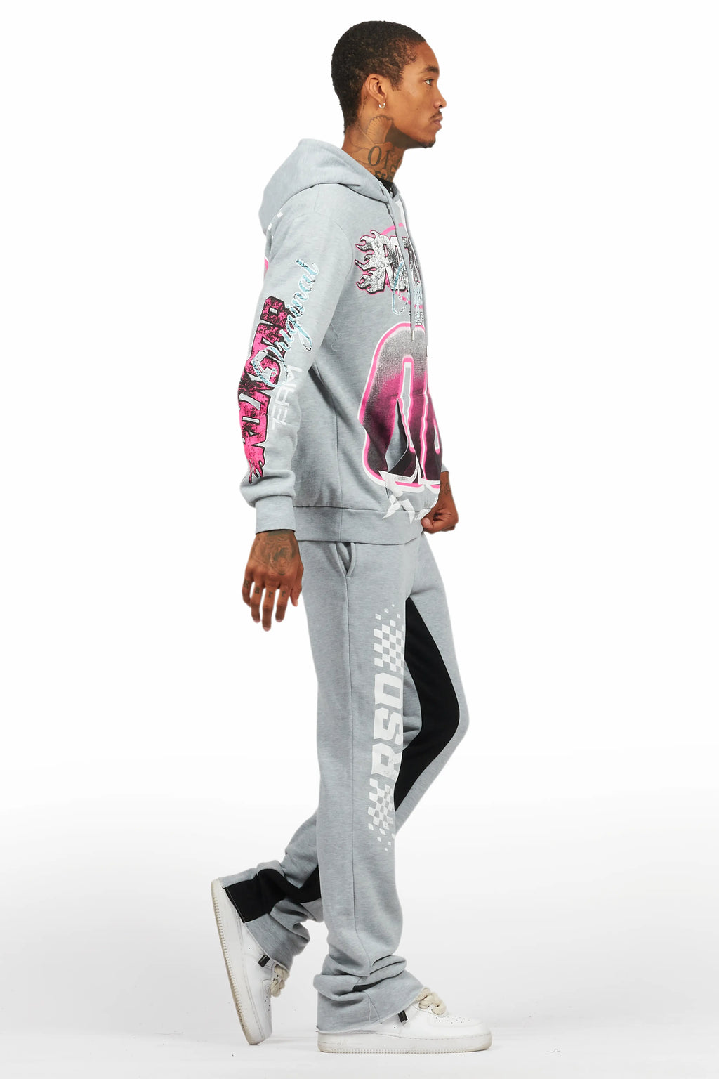 Theo Heather Grey Hoodie/Baggy Fit Track Pant Set